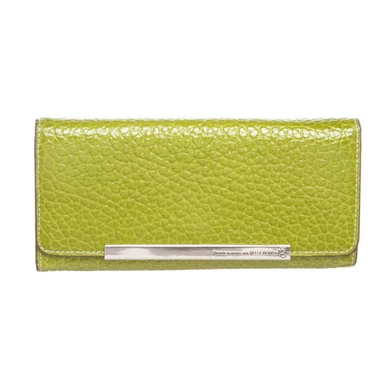 Pelle Borsa Green Pebbled Leather Long Wallet