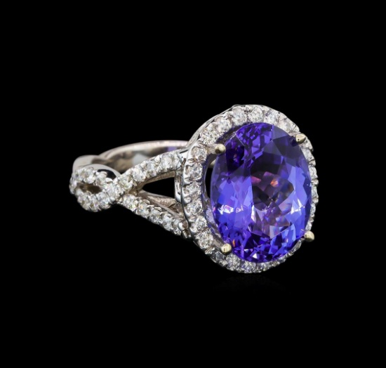 14KT White Gold 5.12 ctw Tanzanite and Diamond Ring