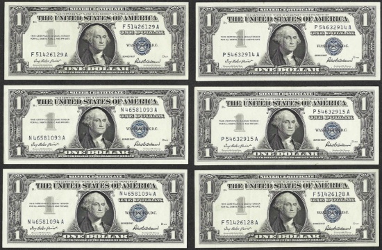 Lot of (6) 1957 $1 Silver Certificate Notes