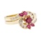 0.80 ctw Ruby and Diamond Ring - 14KT Yellow Gold