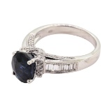 4.17 ctw Sapphire and Diamond Ring - 18KT White Gold