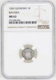 1869 Germany Kreuzer Bavaria Coin NGC MS63