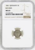 1861 Germany Kreuzer Bavaria Coin NGC MS63