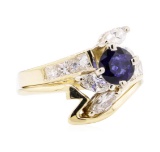 0.90 ctw Sapphire and Diamond Ring - 14KT Yellow Gold