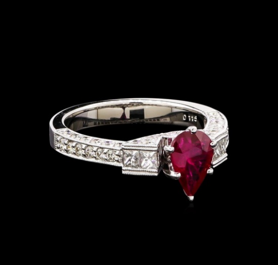 1.16 ctw Ruby and Diamond Ring - 18KT White Gold