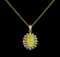 3.78 ctw Opal and Diamond Pendant - 14KT Yellow Gold