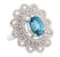 10.39 ctw Blue Zircon And Diamond Ring - 14KT White Gold
