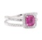 1.76 ctw Pink Sapphire And Diamond Ring - 14KT White Gold