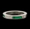 0.60 ctw Emerald and Diamond Ring - 14KT White Gold