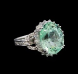 9.47 ctw Emerald and Diamond Ring - 14KT White Gold