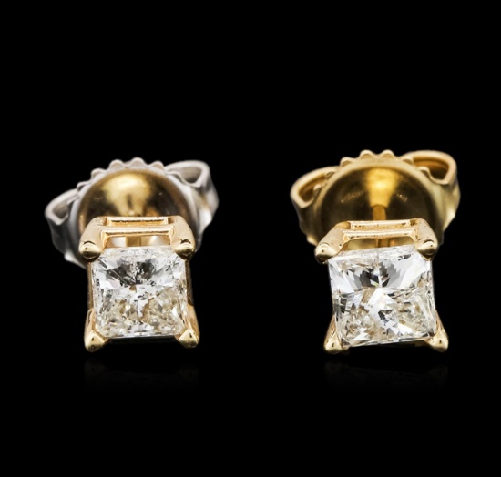 14KT Yellow Gold 0.87 ctw Diamond Stud Earrings
