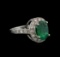 2.93 ctw Emerald and Diamond Ring - 14KT White Gold