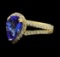 2.05 ctw Tanzanite and Diamond Ring - 14KT Yellow Gold