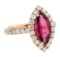 2.99 ctw Rubellite And Diamond Ring - 14KT Rose Gold