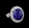 12.77 ctw Tanzanite and Diamond Ring - 14KT White Gold