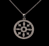 0.44 ctw Diamond Pendant With Chain - 14KT White Gold