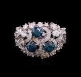 3.41 ctw Fancy Greenish Blue Diamond Ring - 14KT White Gold