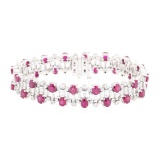 15.96 ctw Colored Stone And Diamond Bracelet - 14KT White Gold