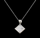 1.28 ctw Diamond Pendant With Chain - 14KT White Gold