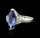 14KT White Gold 3.70 ctw Tanzanite and Diamond Ring