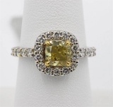 1.63 ctw Yellow and White Diamond Ring - 14KT White and Yellow Gold