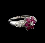 1.92 ctw Ruby and Diamond Ring - 14KT White Gold