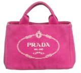 Prada Pink Canvas Canapa Shopping Tote Bag