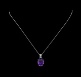 Crayola 8.80 ctw Amethyst Pendant With Chain - 14K White Gold