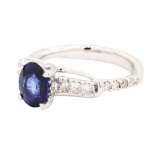 1.59 ctw Sapphire and Diamond Ring - 18KT White Gold