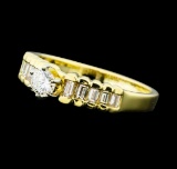 0.50 ctw Diamond Pyramid Ring - 14KT Yellow Gold