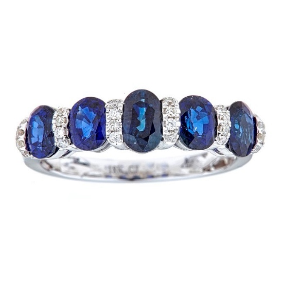 2.69 ctw Sapphire and Diamond Ring - 18KT White Gold