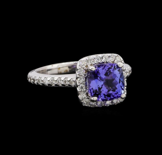 14KT White Gold 1.99 ctw Tanzanite and Diamond Ring