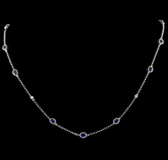 2.00 ctw Sapphire and Diamond Necklace - 18KT White Gold