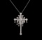 1.00 ctw Diamond Cross Pendant With Chain - 14KT White Gold