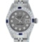 Rolex Ladies Stainless Steel Slate Grey Stamp Diamond & Sapphire Datejust Wristw
