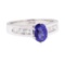 1.23 ctw Sapphire and Diamond Ring - 14KT White Gold