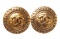 Chanel Gold CC Round Disk Logo Vintage Clip On Earrings
