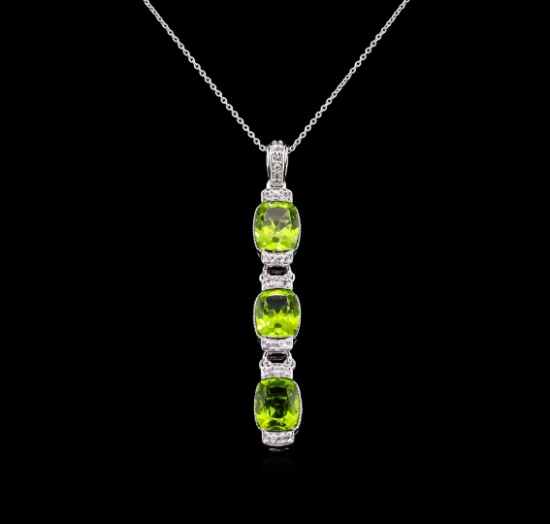 Crayola 7.80 ctw Peridot and White Sapphire Pendant With Chain - .925 Silver