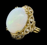 20.33 ctw Opal and Diamond Ring - 14KT White Gold