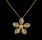 0.73 ctw Diamond Pendant With Chain - 14KT Yellow Gold