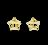 Glossy Star Shaped Post Earrings - Gold Plated