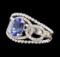 1.38 ctw Tanzanite and Diamond Ring - 14KT White Gold