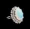 7.42 ctw Opal and Diamond Ring - 14KT White Gold