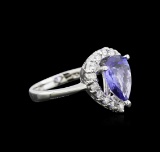 2.33 ctw Tanzanite and Diamond Ring - 14KT White Gold