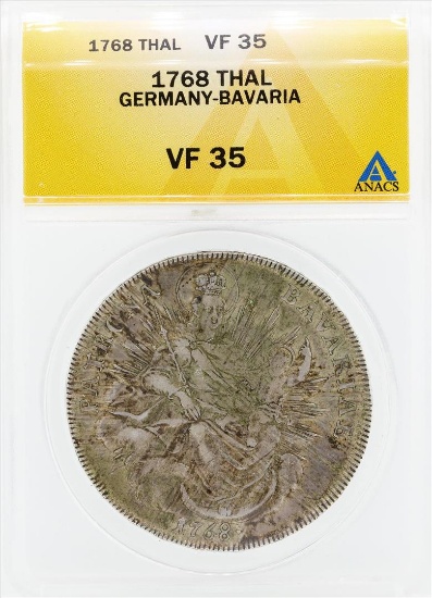 1768 Thal Germany Bavaria Coin ANACS VF35