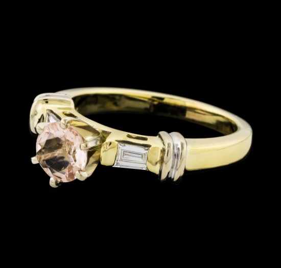 0.63 ctw Morganite and Diamond Ring - 14KT Yellow Gold