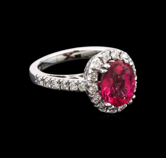 2.83 ctw Pink Tourmaline and Diamond Ring - 14KT White Gold