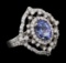 2.46 ctw Tanzanite and Diamond Ring - 14KT White Gold