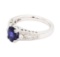 1.53 ctw Sapphire and Diamond Ring - 14KT White Gold