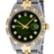 Rolex Mens 2 Tone 14K Green Vignette Pyramid Diamond 36MM Datejust Wristwatch